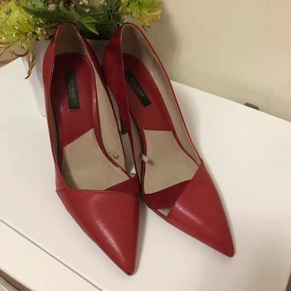 zara red high heels